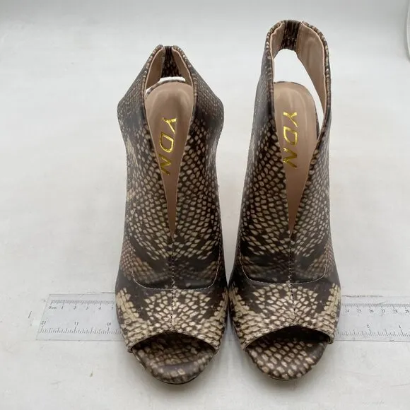 YDN Women's Chic Slingback Peep Toe Stiletto High Heel Sandals Snakeskin Boots