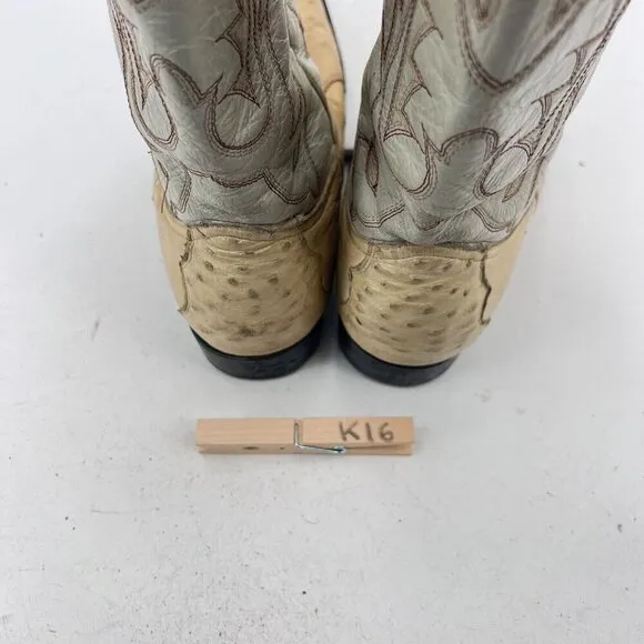 Yoncer Men Size 8 Cream White Leather Pointed Toe Pull On Western Cowboy Boot