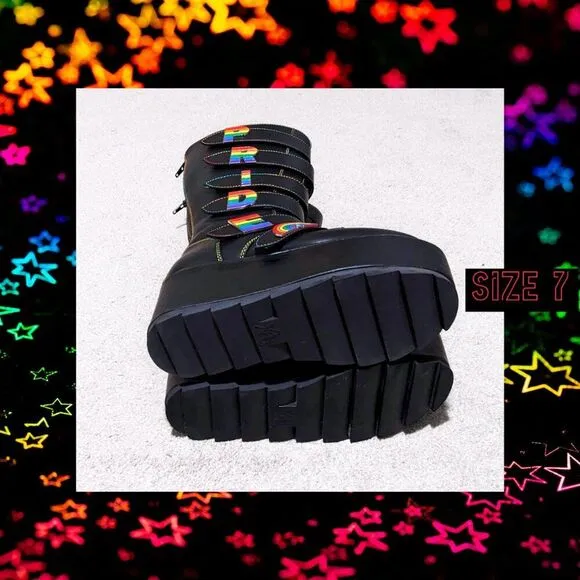 YRU Hi-Pride Dune Rainbow Platform Boots