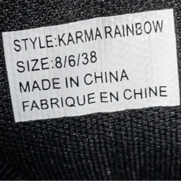 YRU Karma Rainbow Platform Black Vegan Boots Size 8