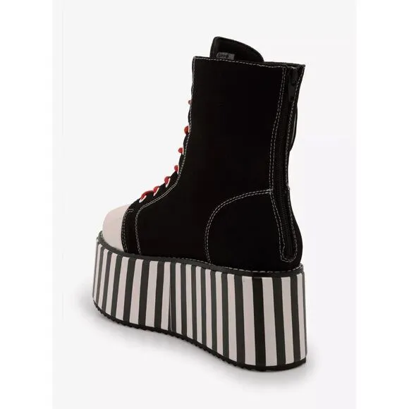 YRU X Emily The Strange Goth, Emo, Punk Stripe Platform Boots 9