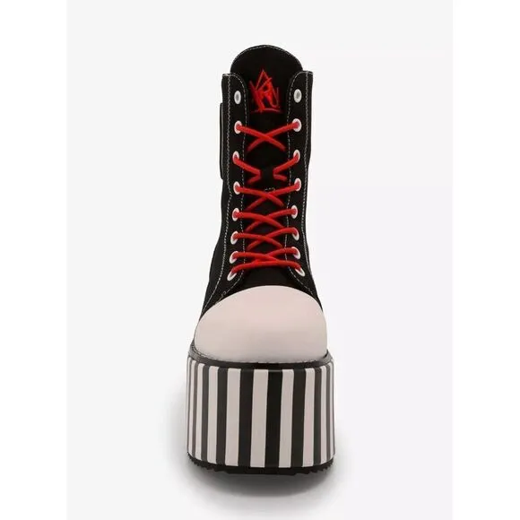 YRU X Emily The Strange Goth, Emo, Punk Stripe Platform Boots 9