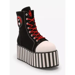 YRU X Emily The Strange Goth, Emo, Punk Stripe Platform Boots 9