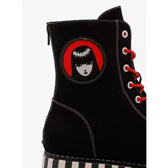 YRU X Emily The Strange Goth, Emo, Punk Stripe Platform Boots 9