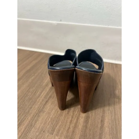 YSL Navy Platform Sandals Sz 36.5