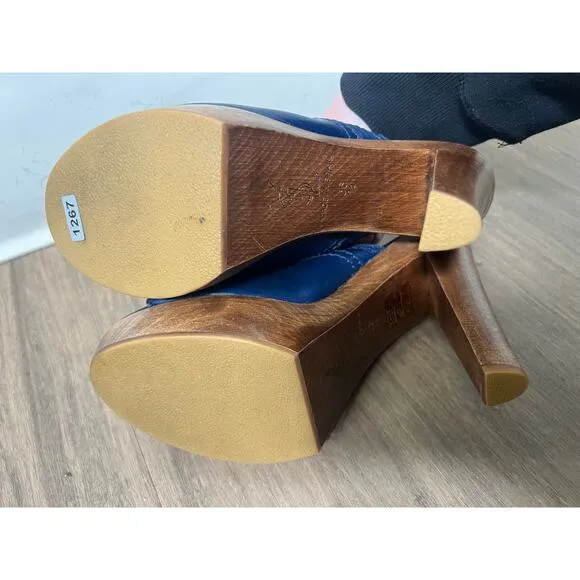 YSL Navy Platform Sandals Sz 36.5