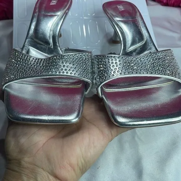 (Z) Zara, new summer shoes, silver, with square toe and stiletto heel, size 40/9