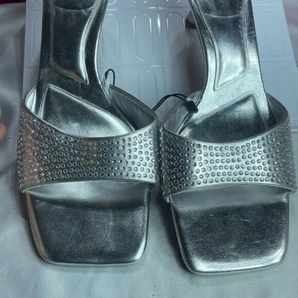 (Z) Zara, new summer shoes, silver, with square toe and stiletto heel, size 40/9