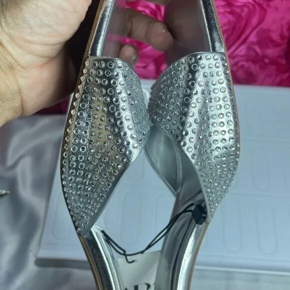 (Z) Zara, new summer shoes, silver, with square toe and stiletto heel, size 40/9