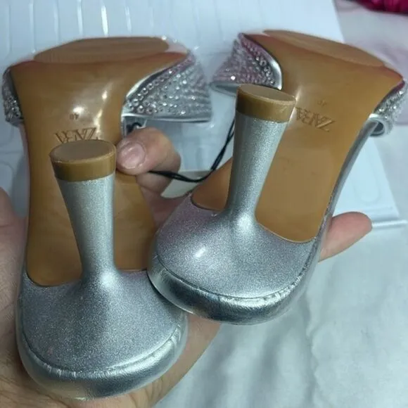 (Z) Zara, new summer shoes, silver, with square toe and stiletto heel, size 40/9