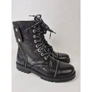 Zadig &amp; Voltaire Women&amp;#039;s Black Leather Joe Studded Combat Boots Size 40