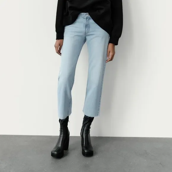 Zara Black Platform Heeled Ankle Boots