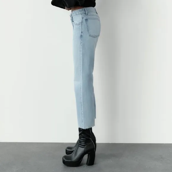 Zara Black Platform Heeled Ankle Boots