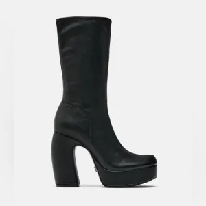 Zara Black Platform Heeled Ankle Boots