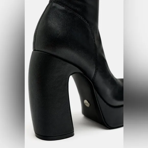 Zara Black Platform Heeled Ankle Boots
