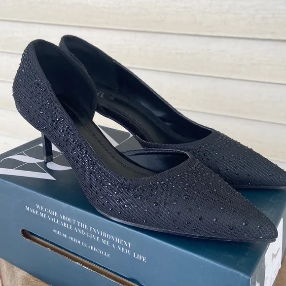 Zara Crystal Studded Stiletto Heel Shoes Women's Size EU 39 US 8