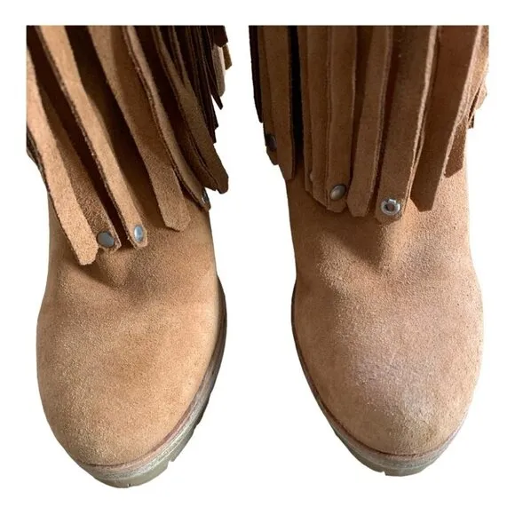 Zara Fringed booties with platform lug soles size 40