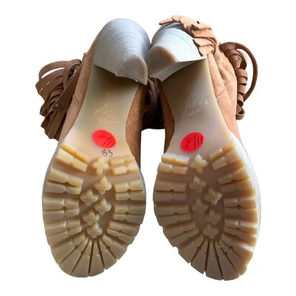 Zara Fringed booties with platform lug soles size 40