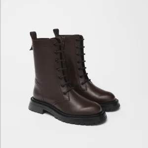ZARA LACED LEATHER ANKLE BOOTS