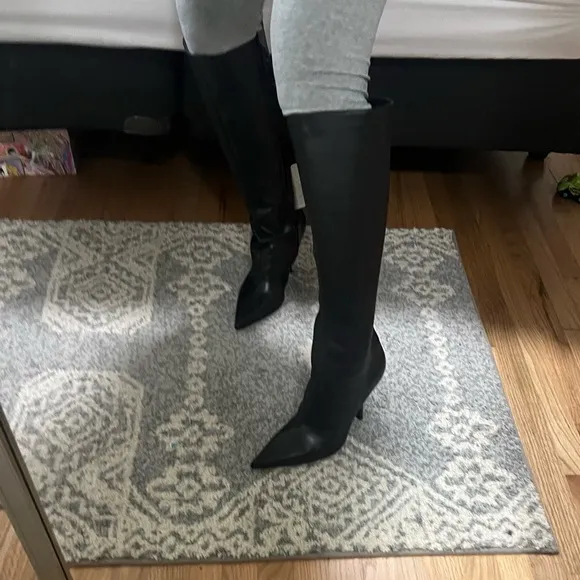 Zara leather high heel boots