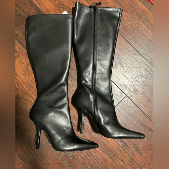 Zara leather high heel boots