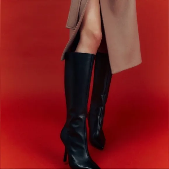 Zara leather high heel boots