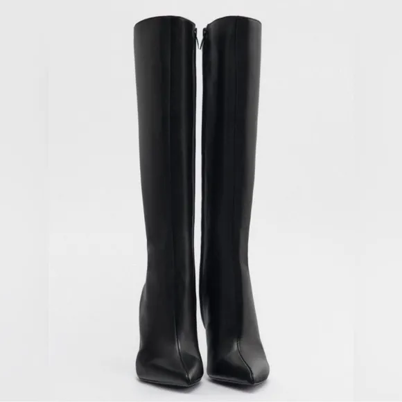 Zara leather high heel boots