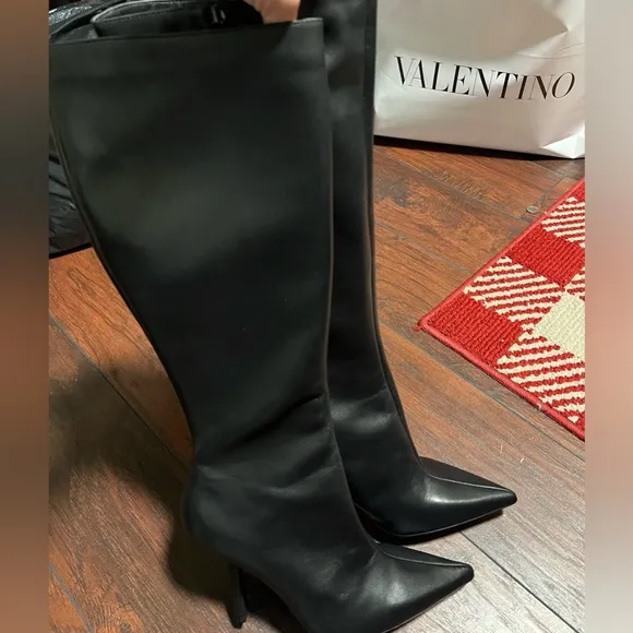 Zara leather high heel boots