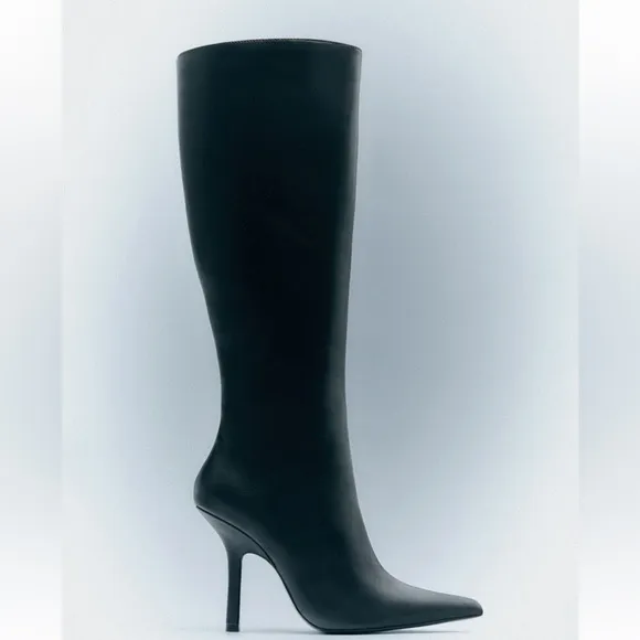 Zara leather high heel boots