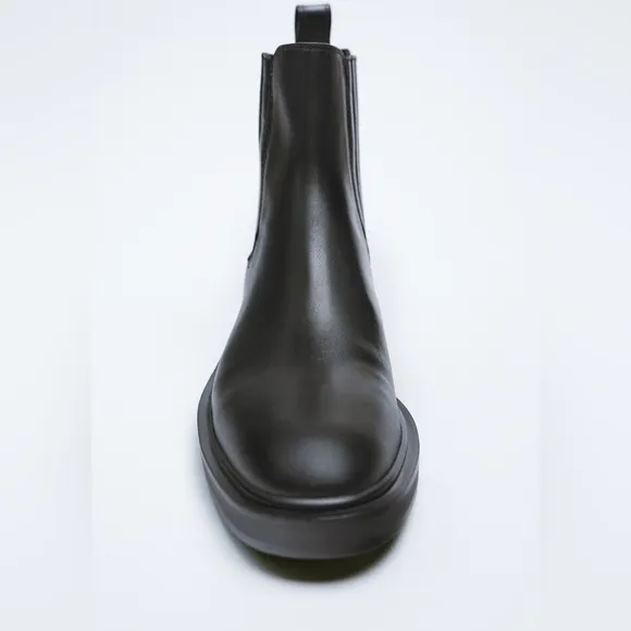 ZARA Leather Low Heel Ankle Boots