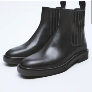 ZARA Leather Low Heel Ankle Boots