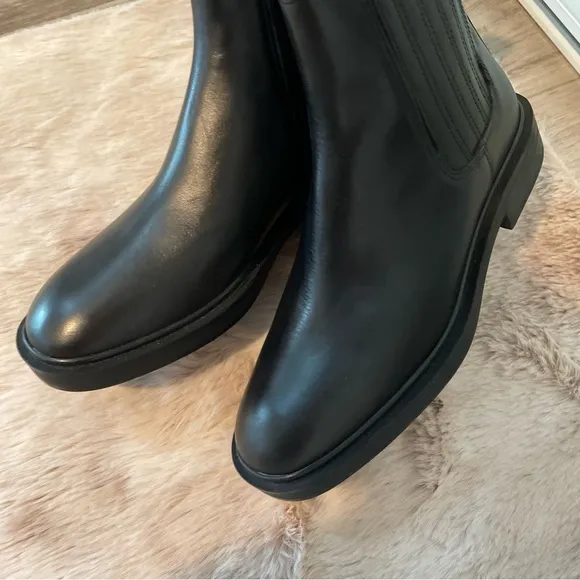 ZARA Leather Low Heel Ankle Boots