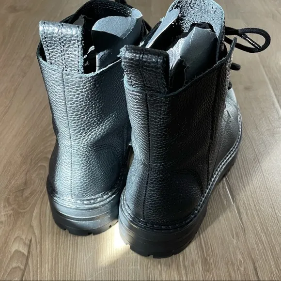 ZARA LOW HEEL LACED 100% LEATHER ANKLE BOOTS