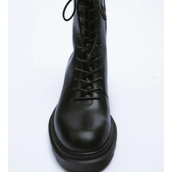 ZARA LUG Sole Laced Leather Ankle Boots