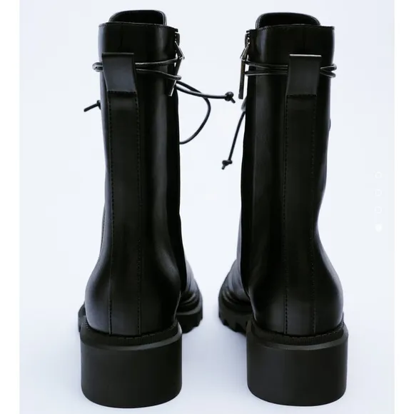 ZARA LUG Sole Laced Leather Ankle Boots