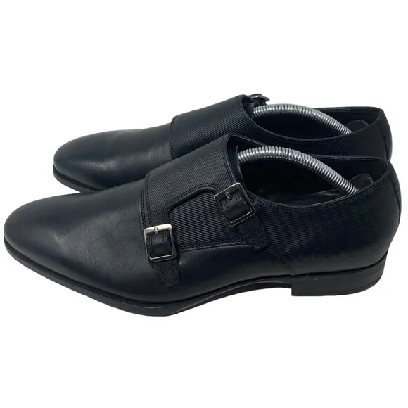 Zara Man Men’s Size 8 Dress Shoes Monk Strap Black Leather EU 42