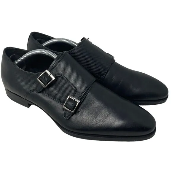 Zara Man Men’s Size 8 Dress Shoes Monk Strap Black Leather EU 42