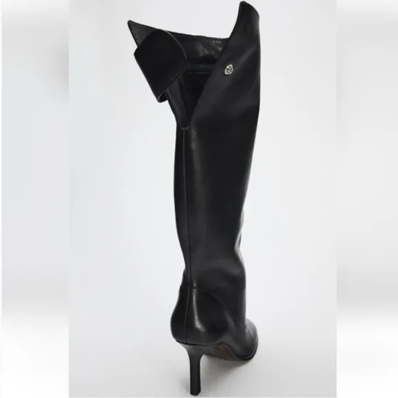 Zara NWT wide shaft leather boots