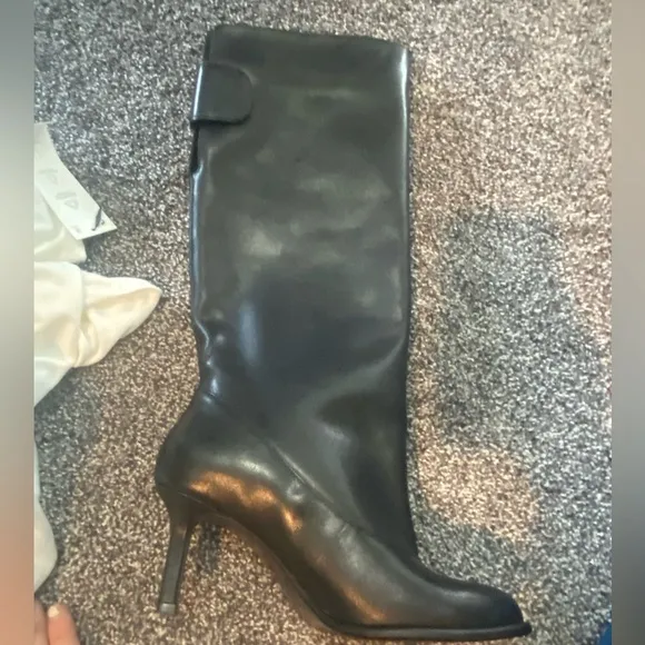 Zara NWT wide shaft leather boots