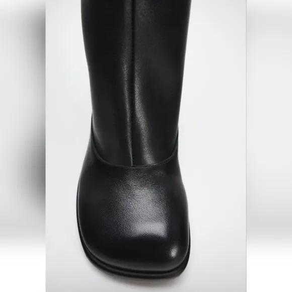 Zara NWT wide shaft leather boots
