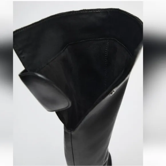 Zara NWT wide shaft leather boots