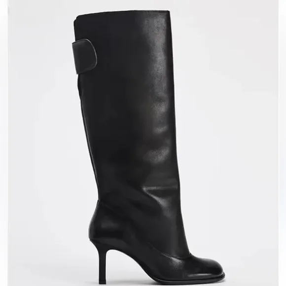 Zara NWT wide shaft leather boots