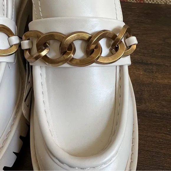 ZARA Off White Chunky Chain Accent AirFit Insole Lug Loafers US8