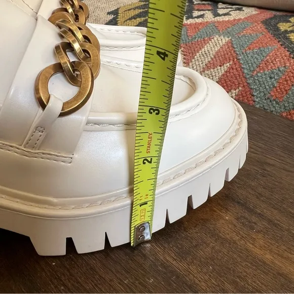 ZARA Off White Chunky Chain Accent AirFit Insole Lug Loafers US8