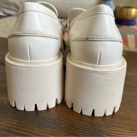 ZARA Off White Chunky Chain Accent AirFit Insole Lug Loafers US8