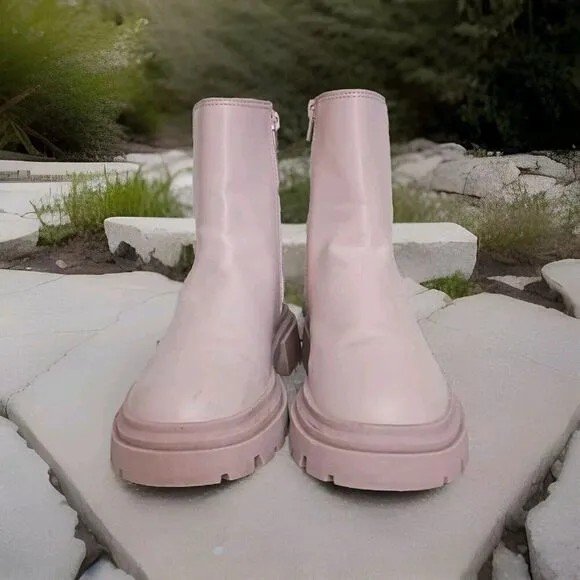 Zara Rubberized Platform Ankle Boots Inner Zip Lilac Girls Size 34 / 3.5 US