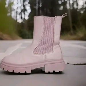 Zara Rubberized Platform Ankle Boots Inner Zip Lilac Girls Size 34 / 3.5 US