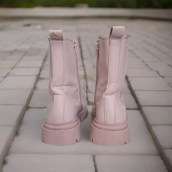 Zara Rubberized Platform Ankle Boots Inner Zip Lilac Girls Size 34 / 3.5 US