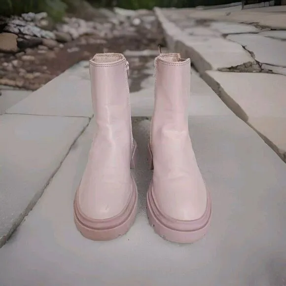 Zara Rubberized Platform Ankle Boots Inner Zip Lilac Girls Size 34 / 3.5 US