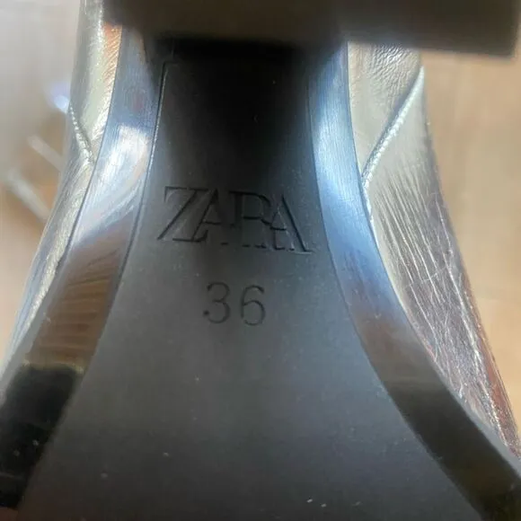 ZARA silver boots with thick cowboy heels size 36 NEW